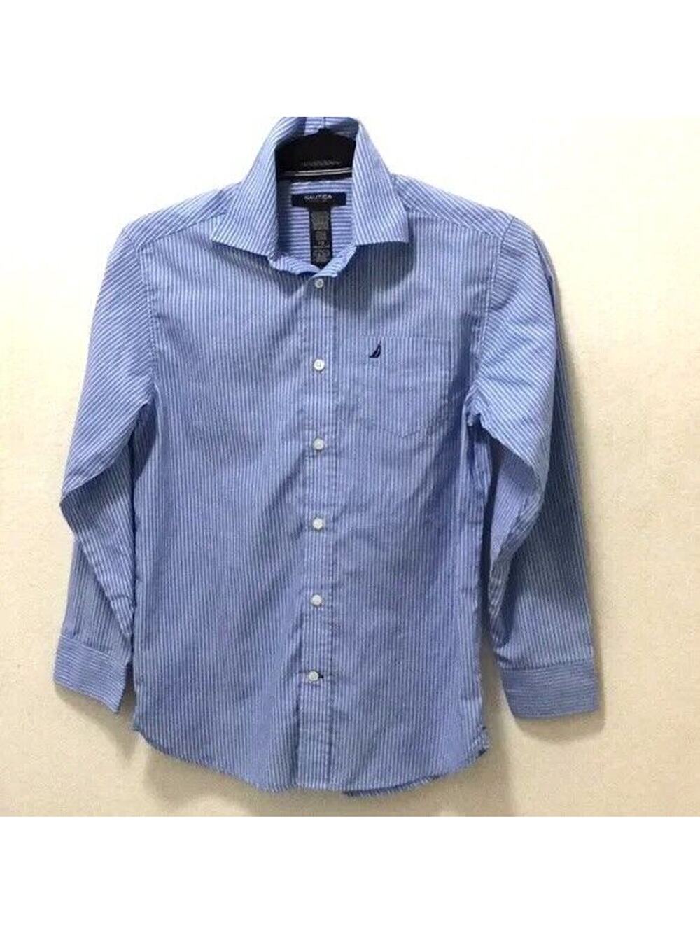 Nautica Boys Blue/White Pinstriped Dress Shirt Sz 12Perfect Condition!!! Colors